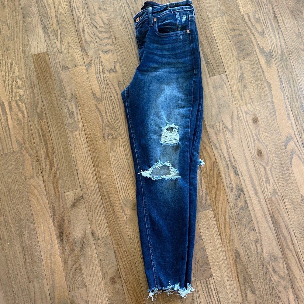 Maurices Dark Blue Distressed Skinny Jeans